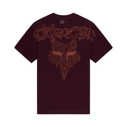 Pánské triko Fox Abyss Heavyweight Ss Tee - Dark Maroon