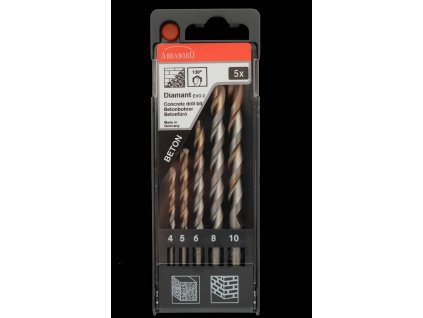 SADA VRTÁKOV do betónu 5-dielna 4,5,6,8,10mm PROFI