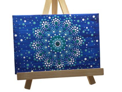 Ručně malovaná mandala se stojánkem