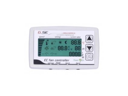 GSE regulátor s LCD displejem pro 2 EC ventilátory – digitální controller ventilátorů pro řízení klimatu ve skleníku či growboxu