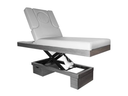 Azzurro Spa – kosmetické lehátko Azzurro 815B, vyhřívané, podsvícené, šedé/dřevo