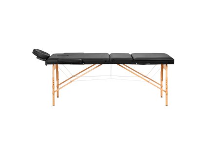 Skládací masážní stůl dřevěný Komfort Activ Fyzio Lux 3 segmentový 190×70 černý