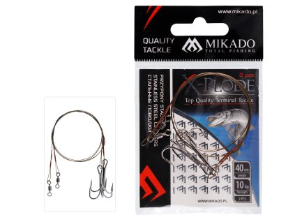 Mikado OCELOVÉ LANKO - BAL.2KS - ZBROJENÉ TROJHÁČKEM 40cm/10kg - HNĚDÁ - 2 ks