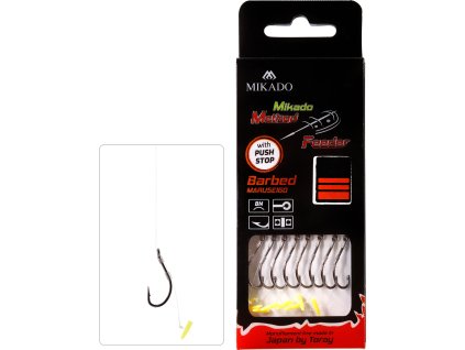 Mikado NÁVAZEC - MF - S PUSH STOP - HÁČEK S PROTIHROTEM ČÍSLO 10 / VLASEC 0.23mm/10cm - 8 ks