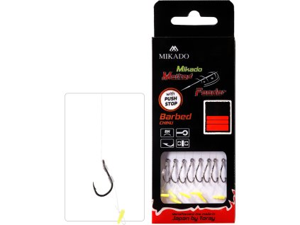 Mikado NÁVAZEC - MF - S PUSH STOP - HÁČEK S PROTIHROTEM ČÍSLO 8 / VLASEC 0.25mm/10cm - 8 ks