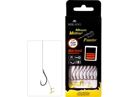 Mikado NÁVAZEC - MF - S PUSH STOP - HÁČEK S PROTIHROTEM ČÍSLO 4 / PLETENÁ ŠŇŮRA 0.16mm/10cm - 8 ks