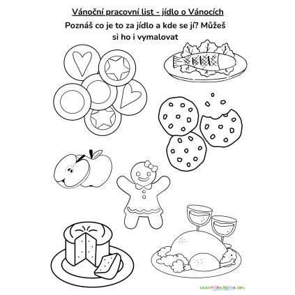 Vánoční pracovní list jídlo o Vánocích