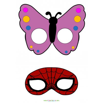 Masky škrabošky (motýl, spiderman, prázdná na vymalování)