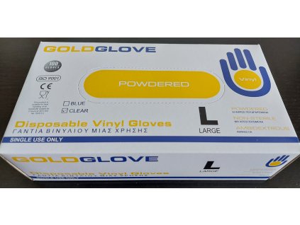 Goldglove rukavice Vinyl  L 100ks pudr bílé jednoráz.