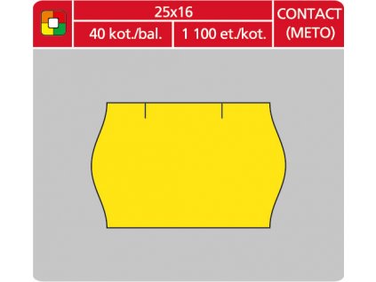 Etikety do etiketovacích kleští - 25 x 16 mm Contact / žlutá