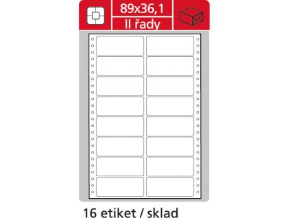 Tabelační etikety s vodící drážkou dvouřadé - 89 x 36,1 mm dvouřadé 8000 etiket / 500 skladů