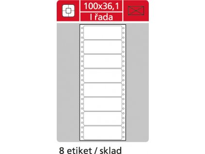 tabelační etikety 100x36,1mm 200ks/25skladů s vodící drážkou jednořadé