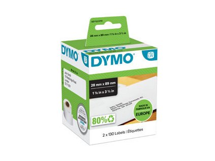 štítky DYMO 89x28mm LabelWritter-adresové papírové/2x130ks