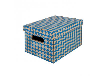 krabice úložná s víkem 30x22,5x20cm A4 modrá