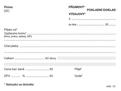 všeobecný pokladní doklad  NCR