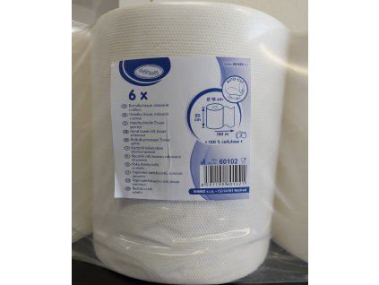Ručníky v roli 2vr. 20cmx150m celuloza bílé 6ks