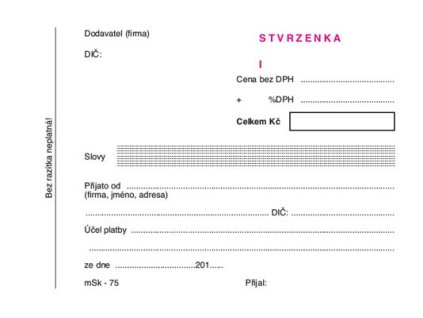 stvrzenka 75 NCR číslovaná