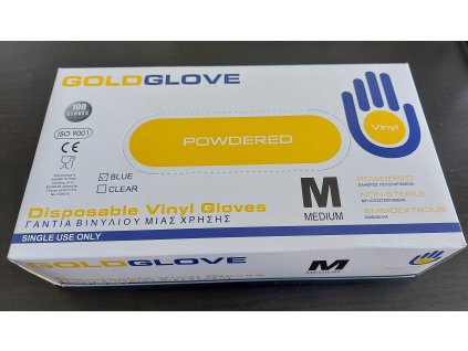 Goldglove rukavice Vinyl  M 100ks pudr modré jednoráz.