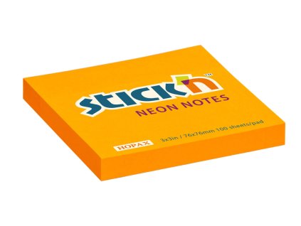 blok samolepicí neon 076x076mm - 100listů oranžový Hopax