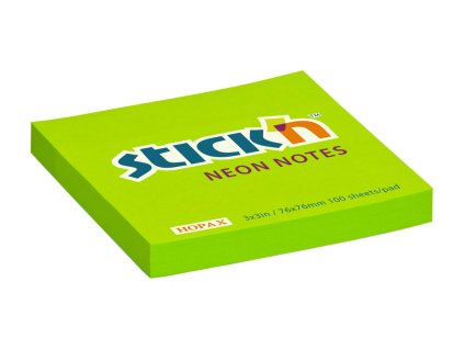 blok samolepicí neon 076x076mm - 100listů zelený Hopax