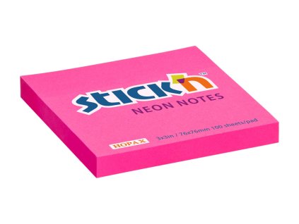 blok samolepicí neon 076x076mm - 100listů růžový Hopax
