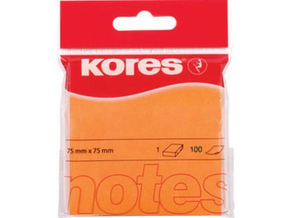 blok samolepící neon 075x075mm - 100listů oranžový KORES