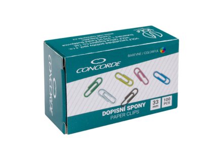 dopisní spony 33mm 100ks CONCORDE barevné mix