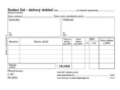 dodací list A6 NCR OPT/130