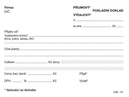 všeobecný pokladní doklad  NCR
