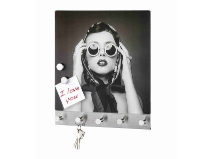 RETRO GIRL - Magnetický věšák na kabáty 34x30 cm, šedý, z50403100, 4008838442746, 64