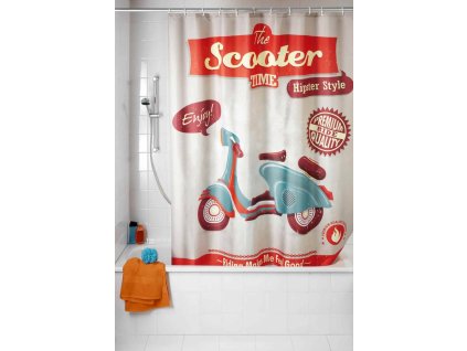 VINTAGE SCOOTER - Sprchový závěs 180x200 cm, oranžový