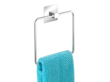 BEZ VRTÁNÍ TurboLoc QUADRO - Věšák na ručník, kovově lesklý