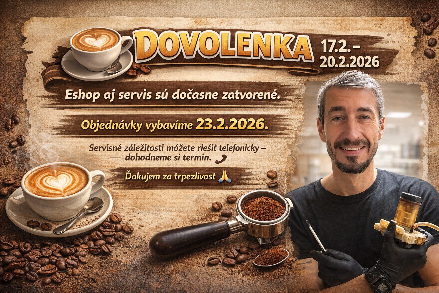 Oznam - zatvorená prevádzka a eshop počas prázdnin - Objednávky budeme procesovať od 23.2.2026