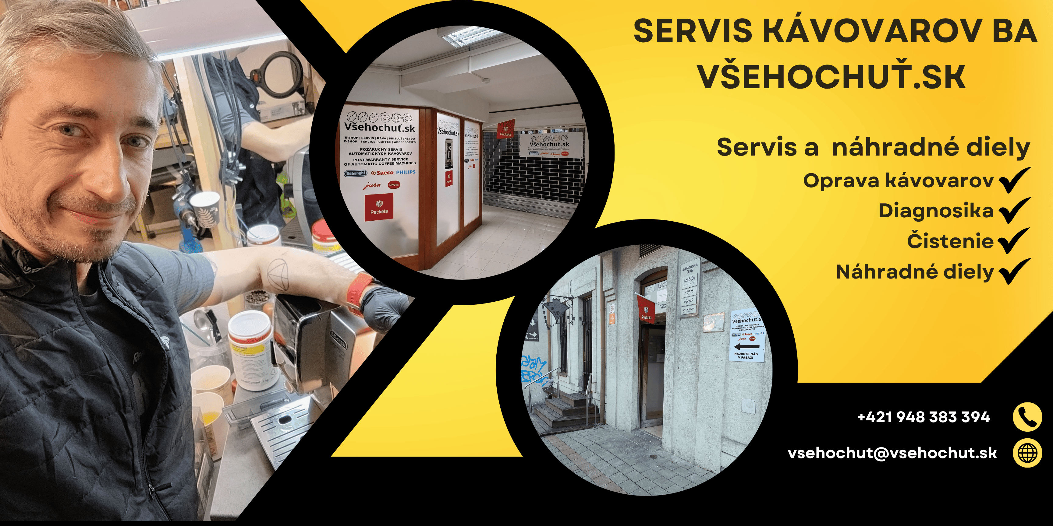 Servis kávovarov BA - Všehochuť.sk - Nájdete ma na Zámockej 36 v Bratislave - Pondelok - Piatok od 8:30 do 16:00  📞 Mobil - Whatsapp +421 948 383 394