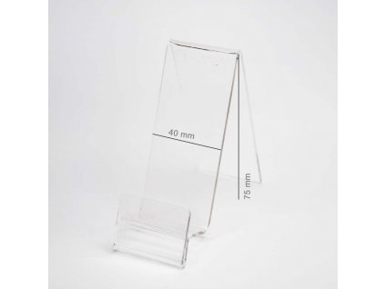 12193 1 plexi stojanek vertikalni pro telefon s mistem pro cenovku