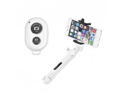 72639 3 selfie tyc drzak s dalkovym ovladanim stativ bluetooth bila