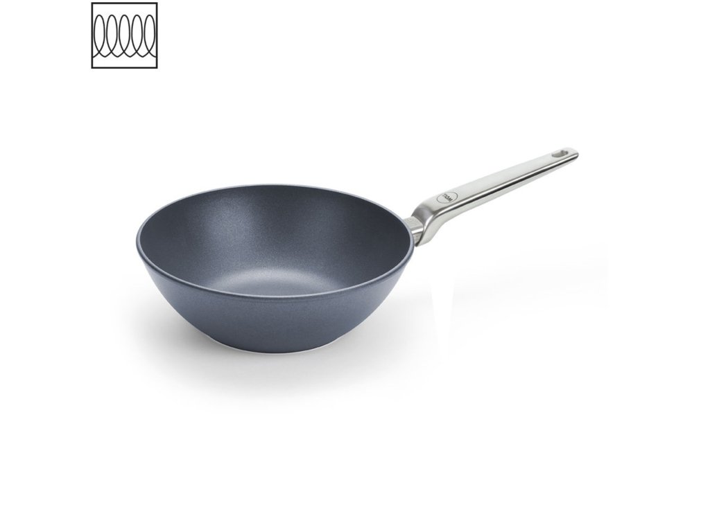 Wok Pánev Diamond Lite PRO s nerezovou rukojetí 26 cm na indukci - WOLL  Titanová indukční pánev Wok 26 cm s nerezovou rukojetí Diamond Lite PRO - WOLL