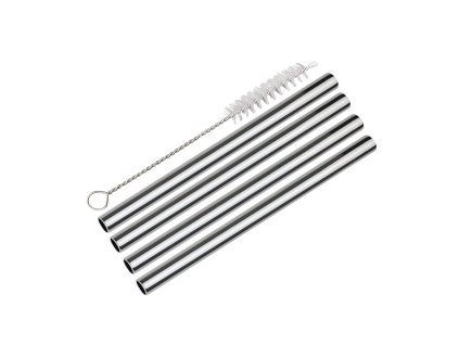 Nerezové brčka STEEL PICCOLO rovná, 4 ks  - Cilio  STEEL PICCOLO sada rovných nerezových brček, 4 ks - Cilio