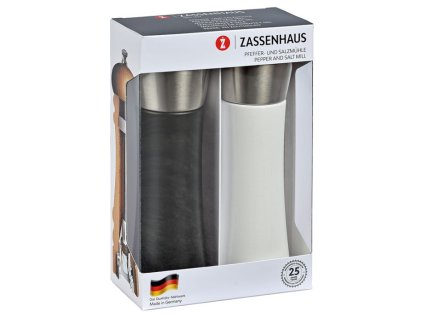 Sada mlýnků na pepř a sůl AUSBURG 18 cm, černá/bílá - Zassenhaus  AUSBURG Set dřevěný mlýnek na pepř a sůl bílá/černá 18 cm - Zassenhaus