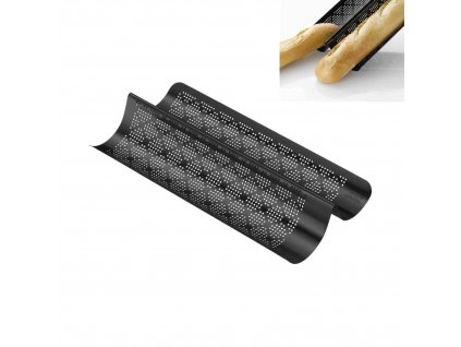 Plech na pečení baget s nepřilnavým povrchem INSPIRATION 40 x 20 cm - KAISER  Pekáč na bagety KAISER INSPIRATION s perforací CrispTec 40 x 20 cm - KAISER