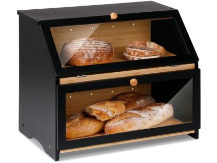 vyr 28675Bambusovy chlebnik dvojity 39 x 25 x 32 cm cerny Leader Accessories