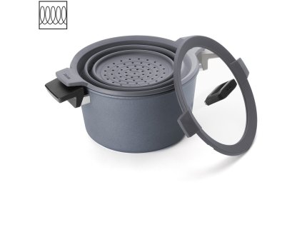 Titanový Hrnec Concept plus s poklicí a silikonovou vložkou 28cm na indukci-WOLL  Concept plus Induction hrnec s poklicí a silikonovou vložkou 28 cm / 7,5 l - WOLL