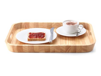 Servírovací podnos přírodní 53 x 35 cm - Continenta  Dřevěný podnos s madly 53 x 35 cm - Continenta