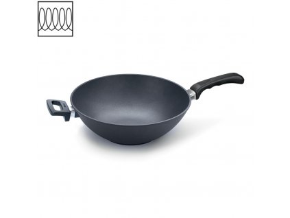 Wok Pánev s rukojetí Titanium Nowo 32 cm - WOLL  Titanová pánev Wok na indukci 32 cm s rukojetí Titanium Nowo - WOLL