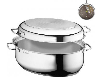 Multi-pekáč Cromargan oválný s poklicí 41 x 28 cm - WMF  Nerezový multifunkční pekáč 8,5l - WMF