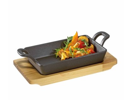 Mini servírovací pánev s prkénkem, 20,5x12,5x6cm - Küchenprofi  Servírovací pánev s prkénkem, hranatá - Küchenprofi