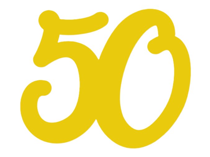 Nejedlá dekorace - číslice 50 - zlatá - 3D