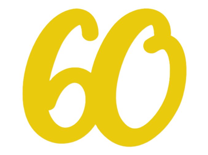 Nejedlá dekorace - číslice 60 - zlatá - 3D