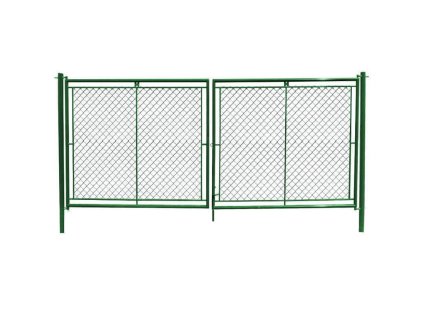 Zahradní brána dvoukřídlová s okem š. 3600 celovýplet vč. sloupků zelená (Výška v mm 2000)