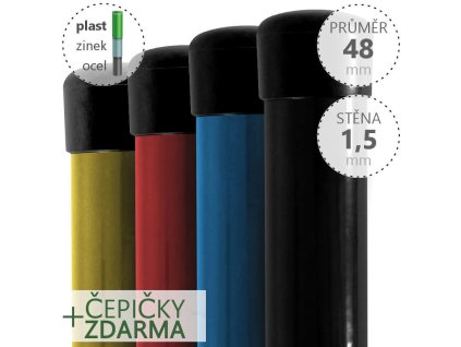 Plotový sloupek DAMIPLAST® poplastovaný Zn + PVC 48x1,5 mm, ostatní barvy, výška dle výběru (Délka v mm: 2600)